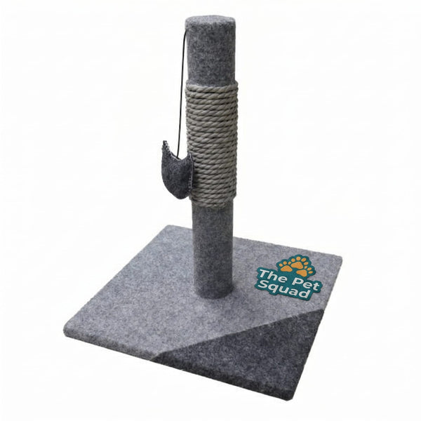 Charcoal Felt Cat Scratch Post with Catnip Toy